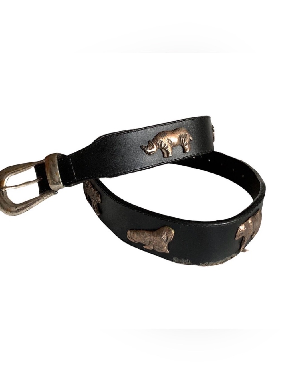 1992 Honest Brighton "Endangered Species" Safari Animal Concho Leather Belt
